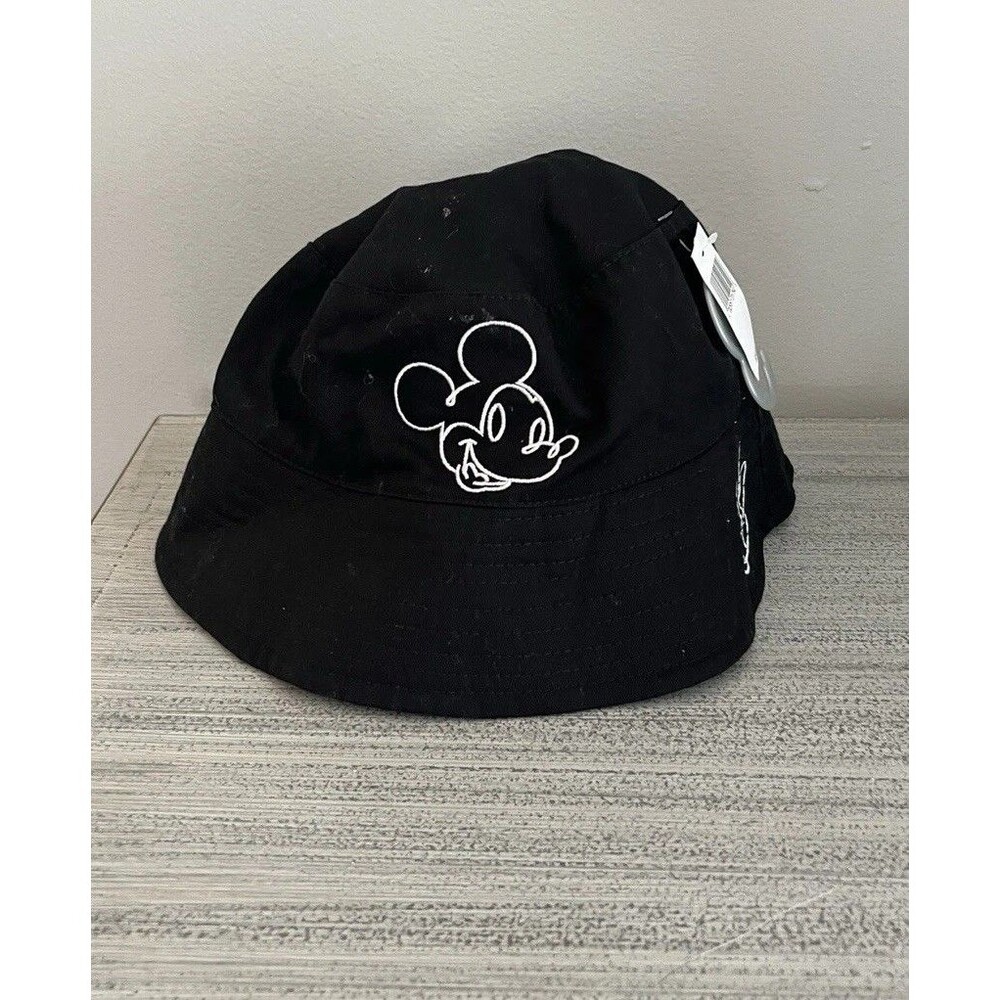 Disney Mickey Mouse Bucket Hat Cap White & Black Reversible One Size Adult NWT